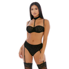 Forplay Fantasy Lingerie On the Prowl Choker Set L Juodas - Mesh &amp; Garter Detail