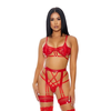 Forplay Allure Double The Fun Lingerie Set XL - Mesh &amp; Vinyl 3-Piece Set