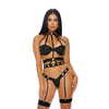 Forplay Allure Seductive Cage Strappy Lingerie Set XL - Grommet Detail &amp; Garters