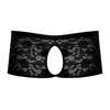Male Power Stretch Lace Short S/M Juodas - Open Style Lingerie Briefs