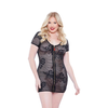 Allure Coquette Charli Lace Dress Plus Size Juodas Gold Zipper Elegant Mini
