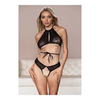 Allure Marley Peekaboo Set Juodas S/M - Halter Top &amp; Lace-Up Open Panty