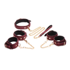 XR Brands 6-Piece Velvet Burgundy Bondage Set with Adjustable Cuffs &amp; Collar