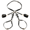 XR Brands Bondage Harness M/L Juodas - Adjustable Faux Leather with Bows