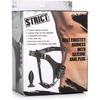 XR Brands Master Series Leather Chastity Harness with Silicone Plug, Adjustable