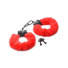 XR Brands Furry Adjustable Raudona Restraint Handcuffs with Keys 4.5-7in