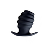 XR Brands HIVE Tunnel Plug Medium Silicone Ribbed Hollow Juodas