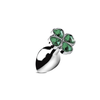 XR Brands Large Metal Plug with Clover Gem Base, Nickel-Free, Sidabrinis