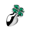 XR Brands Lucky Clover Metal Intimate Plug Medium Sidabrinis Gem