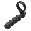 XR Brands Double Fun Silicone Ring with Vibrating Beaded Extension Juodas