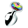 XR Brands Rainbow Prism Aluminum Plug Medium with Multicolor Gem