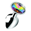 Xr Brands Rainbow Prism Small Aluminum Plug with Multicolor Gemstone Accent