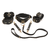 XR Brands Vegan Leather Restraint Set Juodas - Adjustable, Gold Details