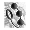 XR Brands Master Series Silicone Ring with 3 Weighted Balls Juodas