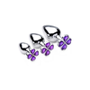 XR Brands Violet Flower Intimate Plug Set 3-Piece Aliuminio Violetinė
