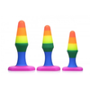 XR Brands Rainbow Silicone Anal Trainer Set - 3-Piece Graduated Plugs