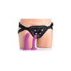 XR Brands Double-G Deluxe Vibrating Strap-On System Violetinė Set