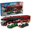 LEGO® City F1® sunkvežimis su RB20 ir AMR24 F1® automobiliais (60445)
