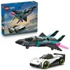 „LEGO® City“ Reaktyvinis lėktuvas prieš automobilį, žaislinio automobilio konstravimo rinkinys su 2 minifigūrėlėmis vaikams nuo 6 metų, 60489