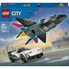 „LEGO® City“ Reaktyvinis lėktuvas prieš automobilį, žaislinio automobilio konstravimo rinkinys su 2 minifigūrėlėmis vaikams nuo 6 metų, 60489