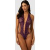 Ayisigi Renee Elegant Lace Bodysuit Violetinė - Openwork, Adjustable Straps L/XL
