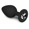 EasyToys Diamond Plug Medium Juodas - Silicone Intimate Priedas with Crystal Base