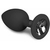 EasyToys Diamond Silicone Plug Small Juodas - Elegant Jewel Base Priedas