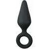 EasyToys Silicone Juodas Plug with Pull Ring - Small, Ergonomic Design