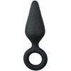 EasyToys Silicone Plug Medium with Pull Ring - Juodas, Ergonomic Design