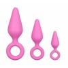EasyToys Silicone Intimate Plug Set Rožinė - 3 Sizes, Pull Ring Handle