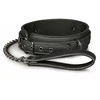 Easytoys Kiotos Adjustable Metal &amp; Faux Leather Bondage Collar with Leash 40-54 cm
