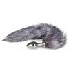 Easytoys Rimba Fox Tail Aliuminio Intimate Plug - Sidabrinis &amp; Pilkas Faux Fur, Medium