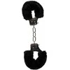 EasyToys Soft Plush Restraint Handcuffs Juodas Adjustable Lockable