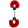 Easytoys Ouch! Furry Handcuffs Raudona - Soft Plush Adjustable Restraint System