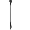 Ouch! Leather Juodas Whip with Long Handle and Metal Accents