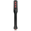 Easytoys Ouch! Long Leather Paddle Juodas-Raudona with Decorative Heart Cut-Outs 32cm