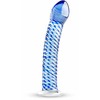 Blue Mėlyna Glas Curved Glass Intimate Device No. 5 - Transparent with Mėlyna Accents, Ribbed Shaft