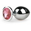 Rimba Metal Intimate Plug Sidabrinis-Rožinė Medium - Aluminum, Crystal Accent