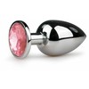 Pink Rožinė Sinner Gear Sidabrinis Intimate Plug with Rožinė Crystal Large Aliuminio