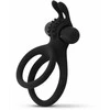 Easytoys Share Ring Dual Vibrating Silicone Intimate Ring with Rabbit Ears Juodas