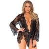 Leg Avenue Sets Leg Avenue Floral Lace Teddy &amp; Robe Set Juodas Size M - 3-Piece Lingerie Ensemble