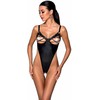 Celine Bodysuit Juodas by Noir Handmade - Imitation Leather, Adjustable Straps