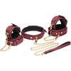 XR Brands 6-Piece Velvet Burgundy Bondage Set with Adjustable Cuffs &amp; Collar