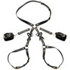 XR Brands Bondage Harness M/L Juodas - Adjustable Faux Leather with Bows