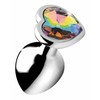 Xr Brands Rainbow Prism Heart Aluminum Plug Medium - Colorful Jewel Base