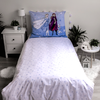 Patalynė bawełniana 140x200 Frozen Kraina Lodu 8346 Anna Elsa Olaf poszewka 70x90 melsva bałwanek dziecięca