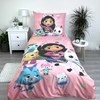 Patalynė bawełniana 140x200 Koci domek Gabi rožinė poszewka 70x90 Gabby`s Dollhouse JF 02