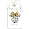 Patalynė bawełniana 140x200 Minnie Gold Mini Myszka 8339 kokardy poszewka 70x90 balta smėlio sp.