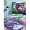 Patalynė bawełniana 140x200 Orangutan 7257 wesoła małpka liście palmy poszewka 70x90