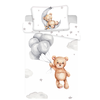 Patalynė bawełniana 100x135 Meškiukas baloniki gwiazki 7547 balta pilka księżyc chmurki Teddy Bear dziecięca do łóżeczka poszewka 40x60